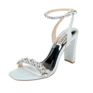 BADGLEY MISCHKA Womens Tasmine Tall Evening Sandals US 6.5 37 Blue Crystals NIB